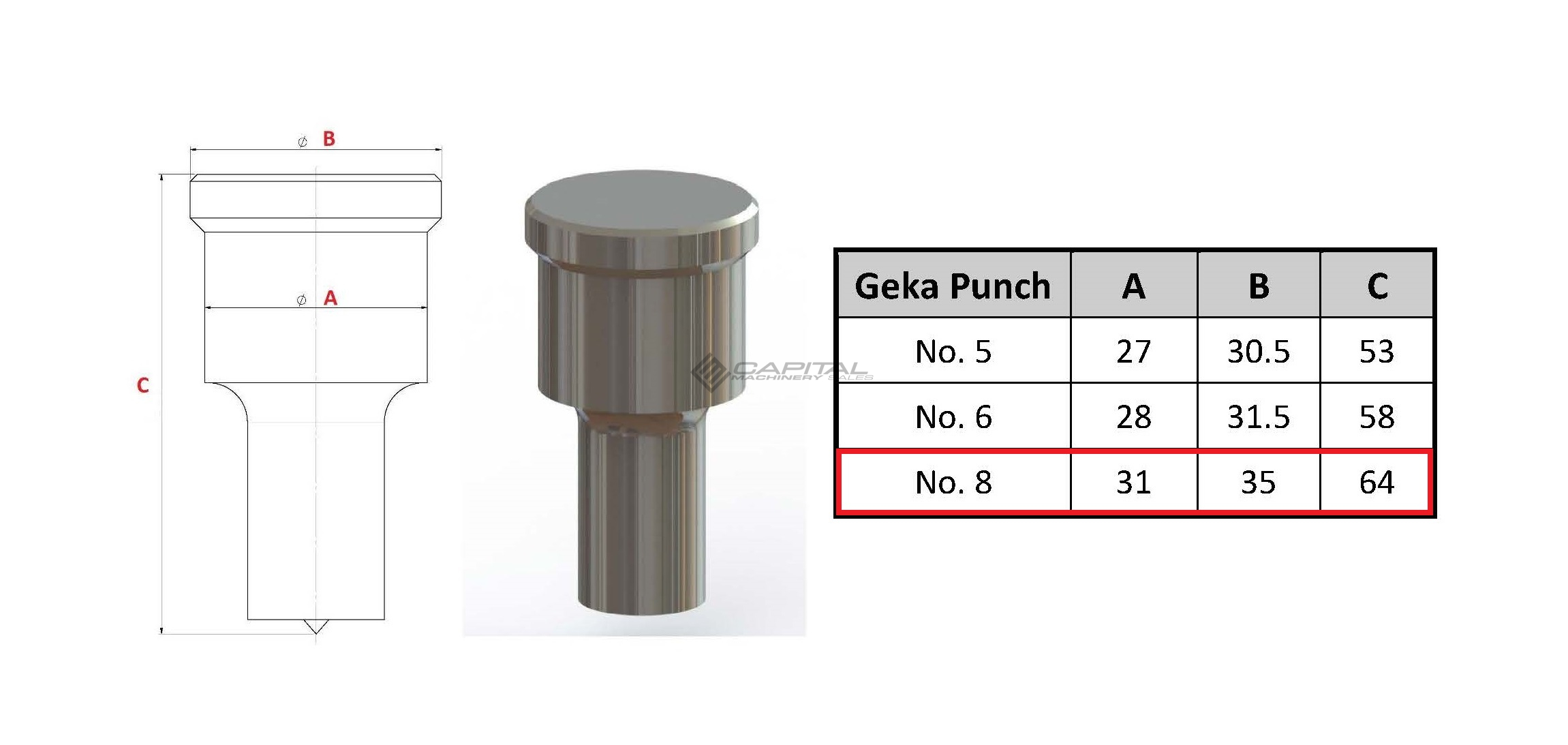 Geka Punch Round No. 8 for Geka Iron Worker Geka Punch Round No. 8 for Geka Iron Worker