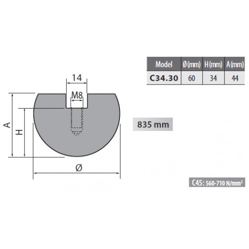 C34-30 Rolleri Radius Top Tool 30mm Radius C34-30 Rolleri Radius Top Tool 30mm Radius
