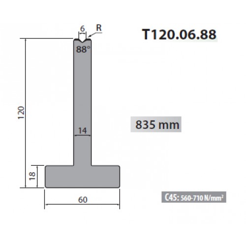 T120-06-88 Rolleri Single Vee Die 6mm Vee 88 Degree 120mm H T120-06-88 Rolleri Single Vee Die 6mm Vee 88 Degree 120mm H