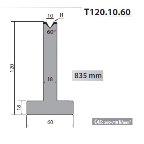 T120-10-60 Rolleri Single Vee Die 10mm Vee 60 Degree 120mm H T120-10-60 Rolleri Single Vee Die 10mm Vee 60 Degree 120mm H