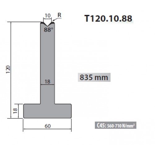 T120-10-88 Rolleri Single Vee Die 10mm Vee 88 Degree 120mm H T120-10-88 Rolleri Single Vee Die 10mm Vee 88 Degree 120mm H