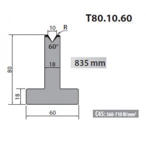 T80-10-60 Rolleri Single Vee Die 10mm Vee 60 Degree 80mm H