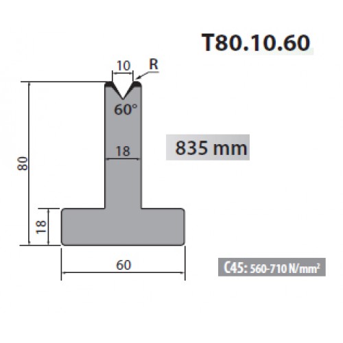 T80-10-60 Rolleri Single Vee Die 10mm Vee 60 Degree 80mm H T80-10-60 Rolleri Single Vee Die 10mm Vee 60 Degree 80mm H
