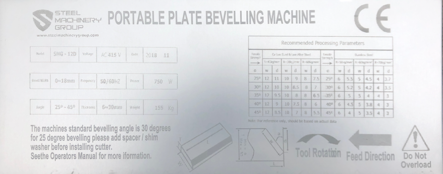 SMG Rapid-Edge 18G Gear Type Plate Beveling Machine SMG Rapid-Edge 18G Gear Type Plate Beveling Machine