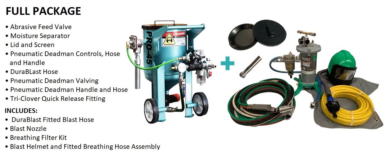 Multiblast Pro45 20 Litre Sandblasting Pot Machine Full Package Features 1 1 1