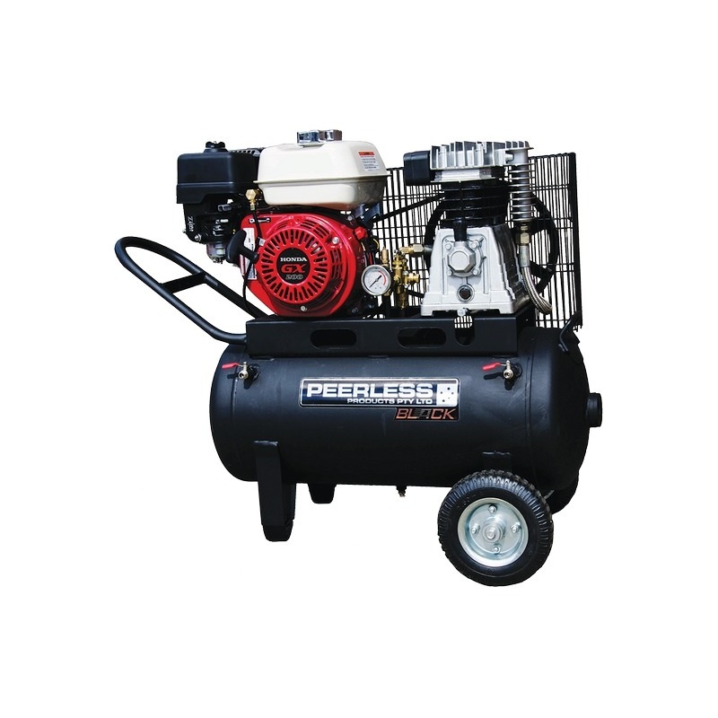 Peerless Black PB17000P Petrol Alloy Side by Side Air Compressor – 320LPM