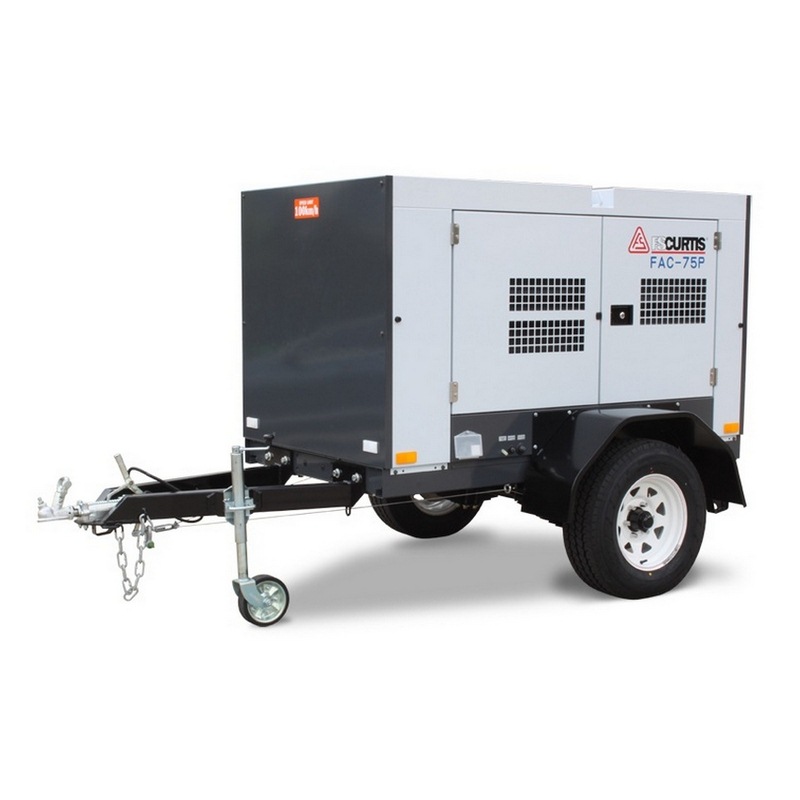 FS-Curtis FAC-75P Diesel Rotary Screw Air Compressor – 61.2kW / 82.0HP 7505L 9 bar – 265CFM/7505LPM – Aftercooled Air Dryer – Trailer Mount FS-Curtis FAC-75P Diesel Rotary Screw Air Compressor – 61.2kW / 82.0HP 7505L 9 bar – 265CFM/7505LPM – Aftercooled Air Dryer – Trailer Mount