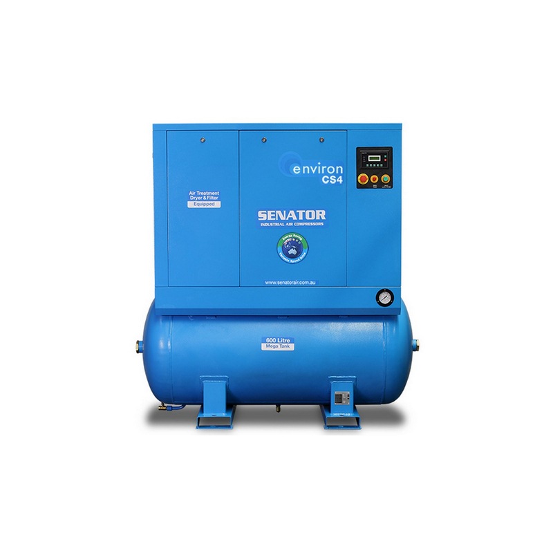Senator CS4 Rotary Screw Air Compressor – 4.0kW / 5.5HP 600L 8/10 bar – 21CFM/594LPM – Tank Mount Senator CS4 Rotary Screw Air Compressor – 4.0kW / 5.5HP 600L 8/10 bar – 21CFM/594LPM – Tank Mount
