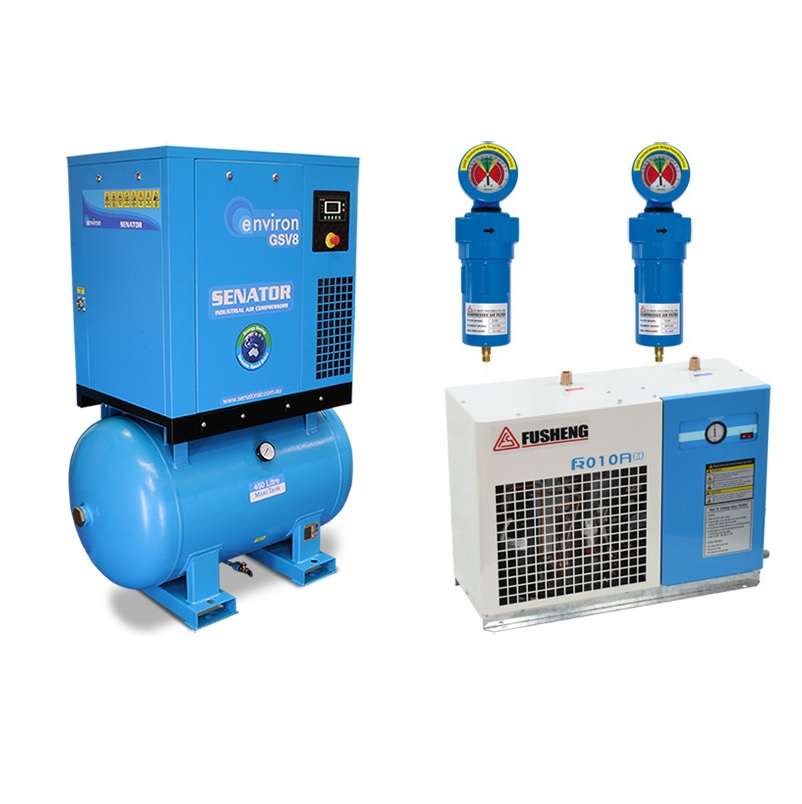 Senator GSV8 Variable Speed Professional Package – 7.5 kW 450L 8 bar 16-39CFM / 651-1642LPM