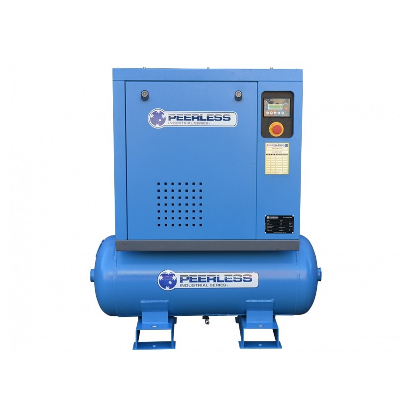 Peerless HQB5 Rotary Screw Air Compressor – Belt Drive High Pressure – 4.0kW / 5.5HP 8 bar – 25CFM/500LPM – Tank Mount Peerless HQB5 Rotary Screw Air Compressor – Belt Drive High Pressure – 4.0kW / 5.5HP 8 bar – 25CFM/500LPM – Tank Mount