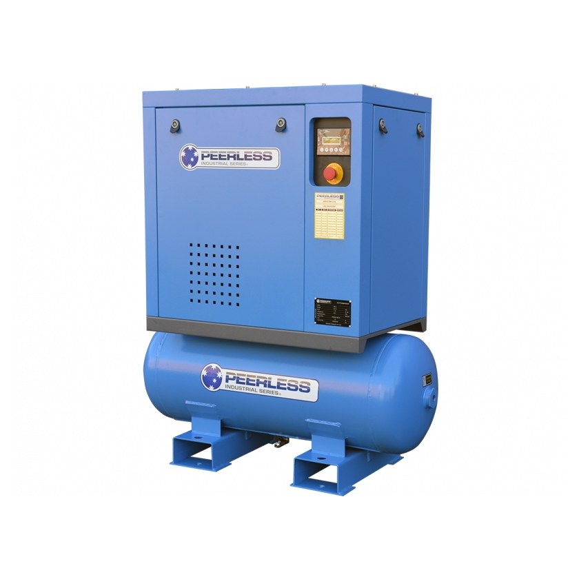 Peerless HQB5 Rotary Screw Air Compressor – Belt Drive High Pressure – 4.0kW / 5.5HP 8 bar – 25CFM/500LPM – Tank Mount Peerless HQB5 Rotary Screw Air Compressor – Belt Drive High Pressure – 4.0kW / 5.5HP 8 bar – 25CFM/500LPM – Tank Mount