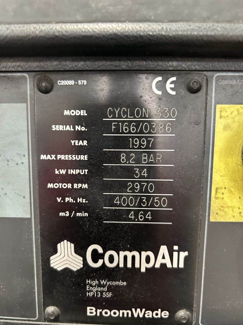 Used Screw Compressor 34kW, Dryer, and Pressure Vessel Used Screw Compressor 34kW, Dryer, and Pressure Vessel