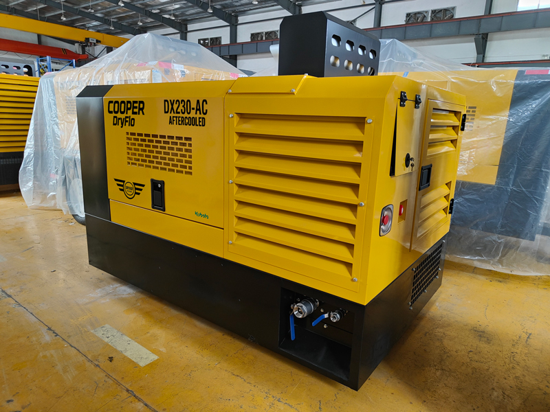 Cooper DryFlo DX230-AC Diesel Rotary Screw Air Compressor – 46.0kW / 62.5HP – 230CFM/6513LPM – Aftercooled Air Dryer – Base Mount Cooper DryFlo DX230-AC Diesel Rotary Screw Air Compressor – 46.0kW / 62.5HP – 230CFM/6513LPM – Aftercooled Air Dryer – Base Mount