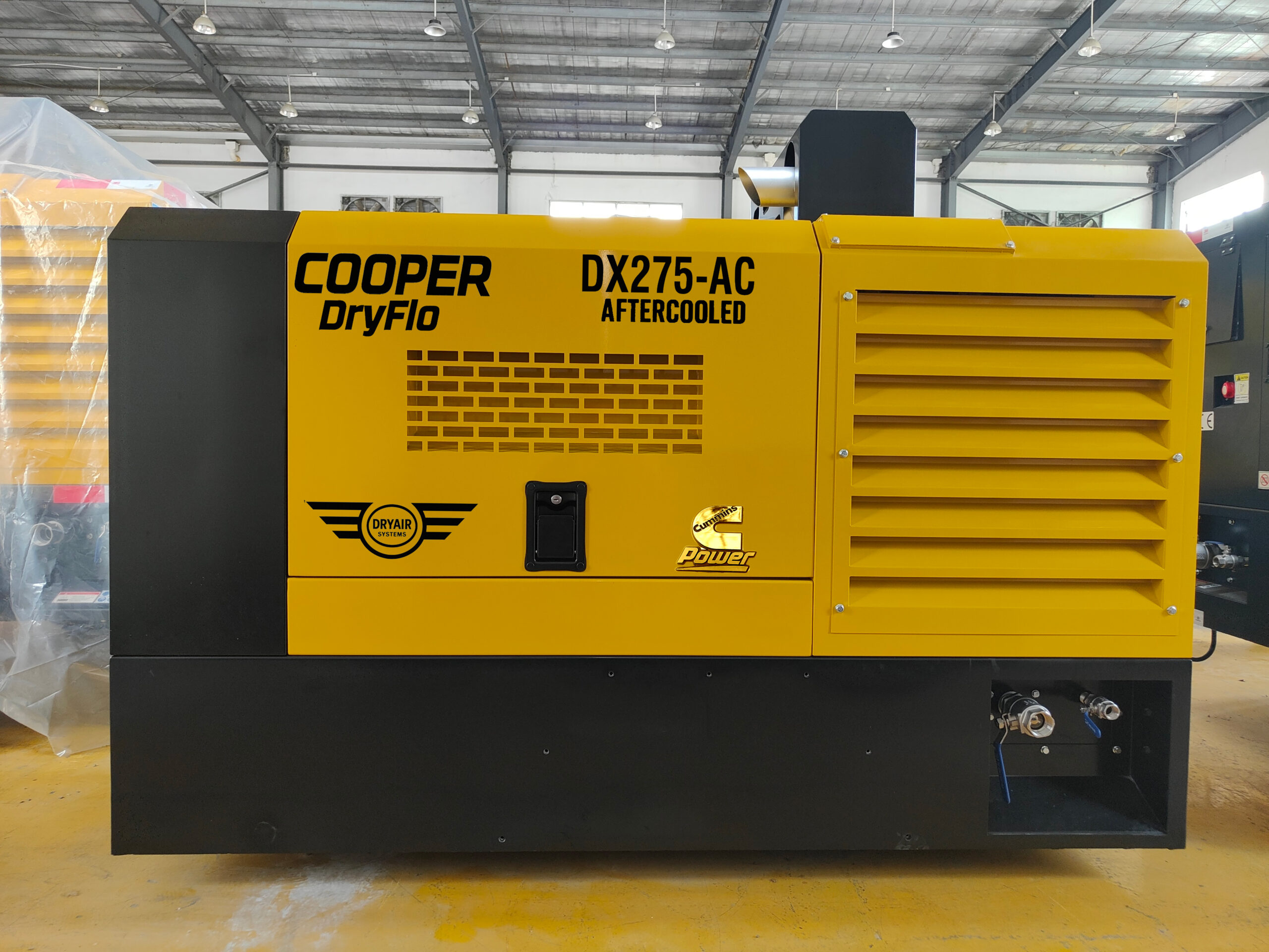 Cooper DryFlo DX275-AC Diesel Rotary Screw Air Compressor – 74.0kW / 100.0HP – 275CFM/ 7787LPM – Aftercooled Air Dryer – Base Mount Cooper DryFlo DX275-AC Diesel Rotary Screw Air Compressor – 74.0kW / 100.0HP – 275CFM/ 7787LPM – Aftercooled Air Dryer – Base Mount